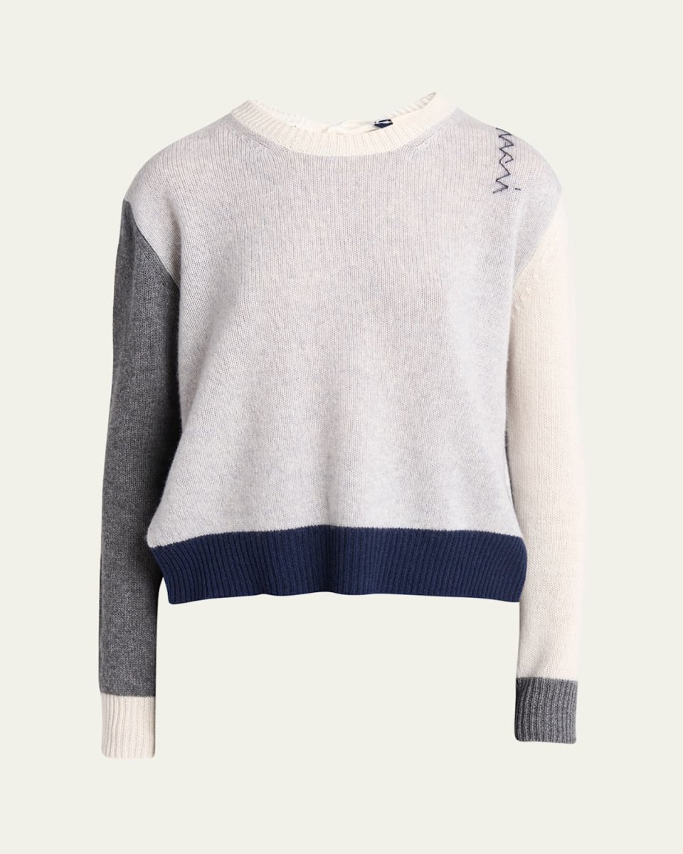 Colorblock Backless Cashmere Sweater